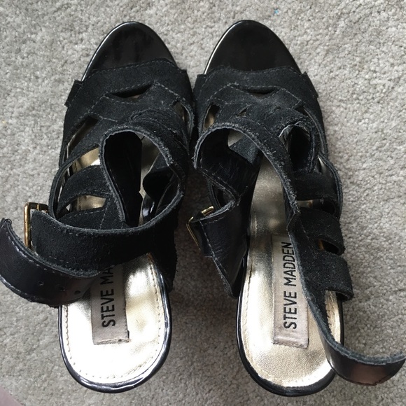 🌸 Steve Madden 4” black leather strappy heels 6 - Picture 6 of 6